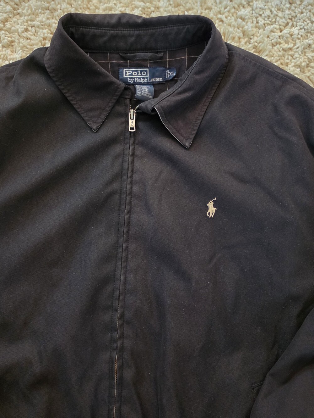 Polo Ralph Lauren Vintage Mens Bi-Swing Harrington Black PlaidWindbreaker Jacket - Picture 3 of 6